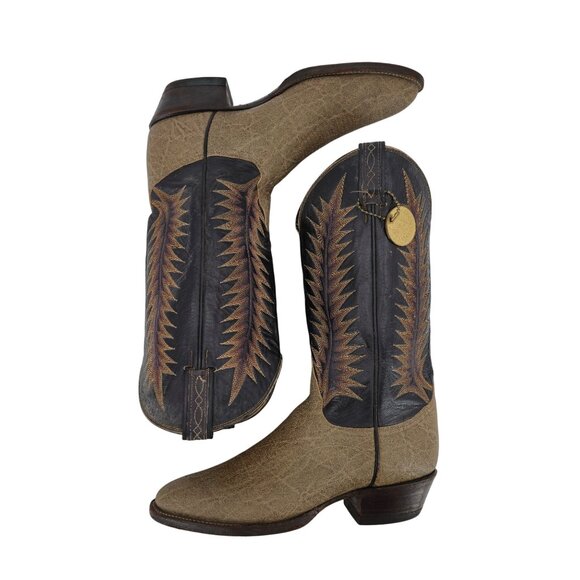 Vintage Tony Lama Exotic Leather Men's Size 9E Brown Cowboy Western Boots USA - Picture 16 of 16